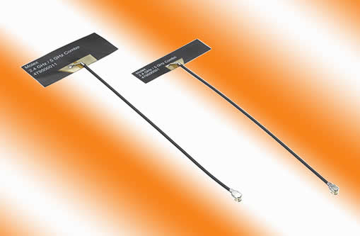 Figure 1 - A peel-and-stick dual-band 2.4 and 5GHz dipole from Molex is simple to apply to a mounting surface